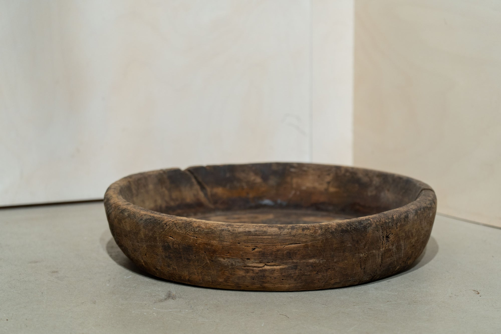 Vintage Large Round Wooden Bowl No 1