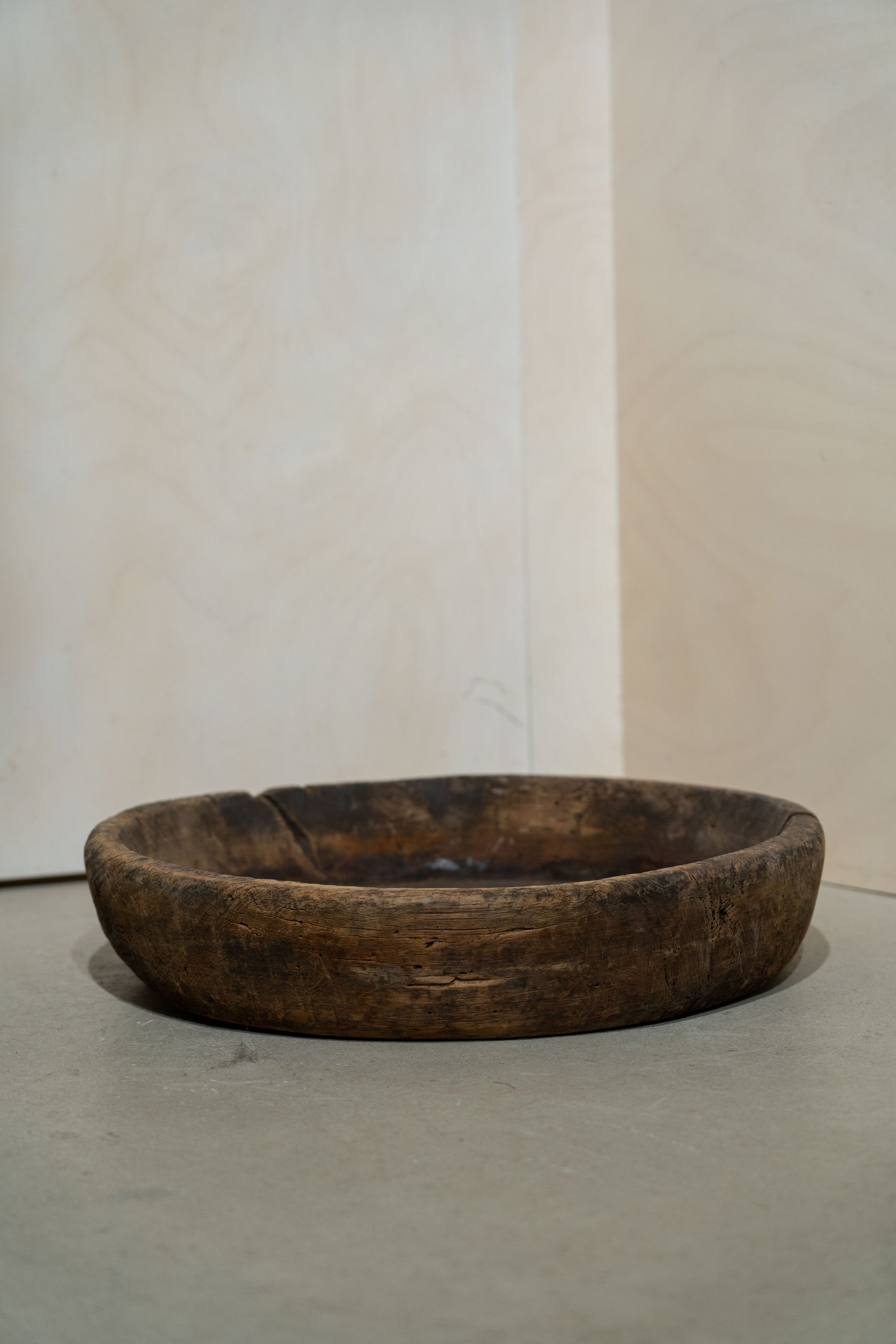 Vintage Large Round Wooden Bowl No 1