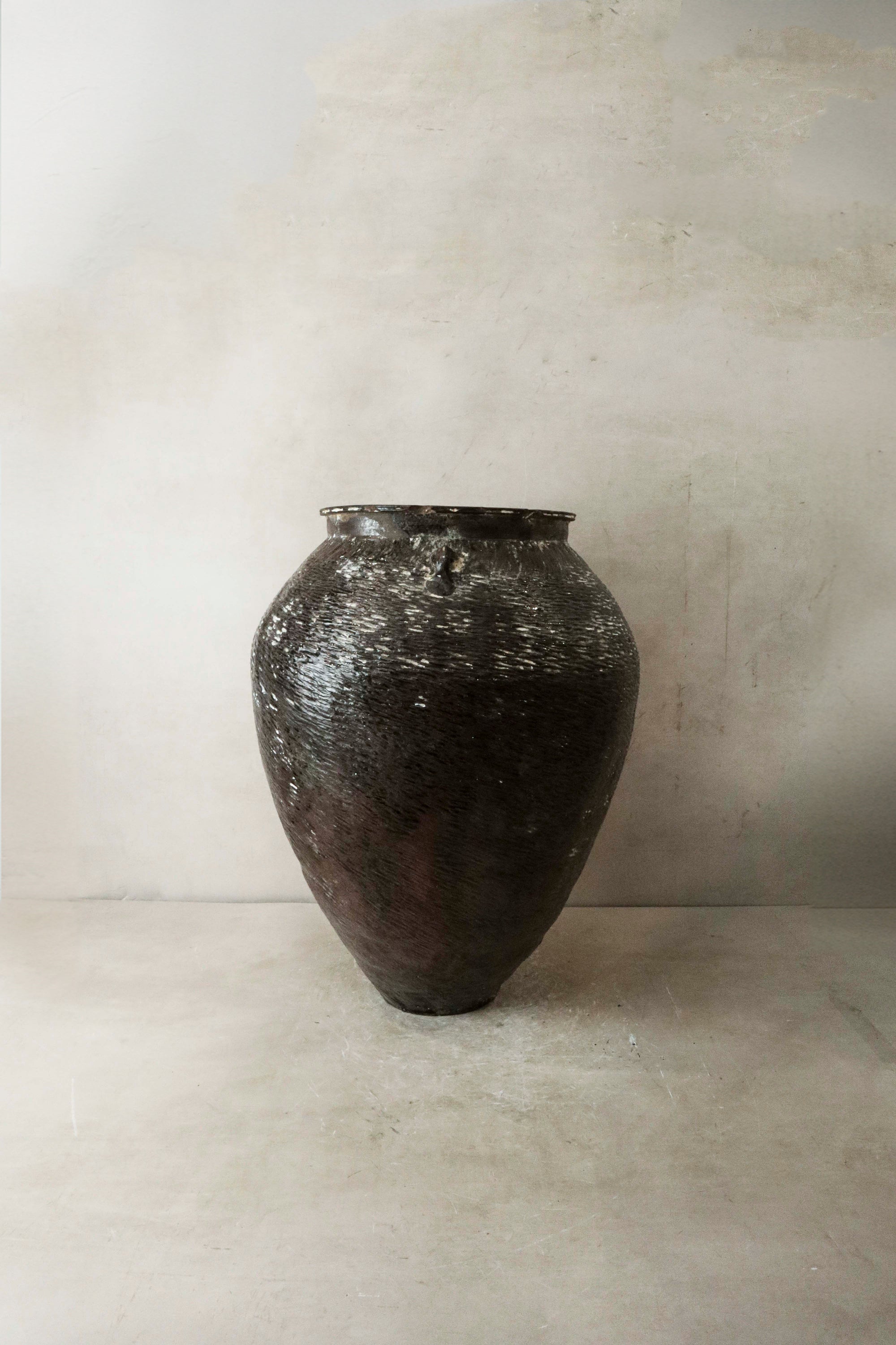 Large Vintage Brown Glazed Ceramic Pot - AS1