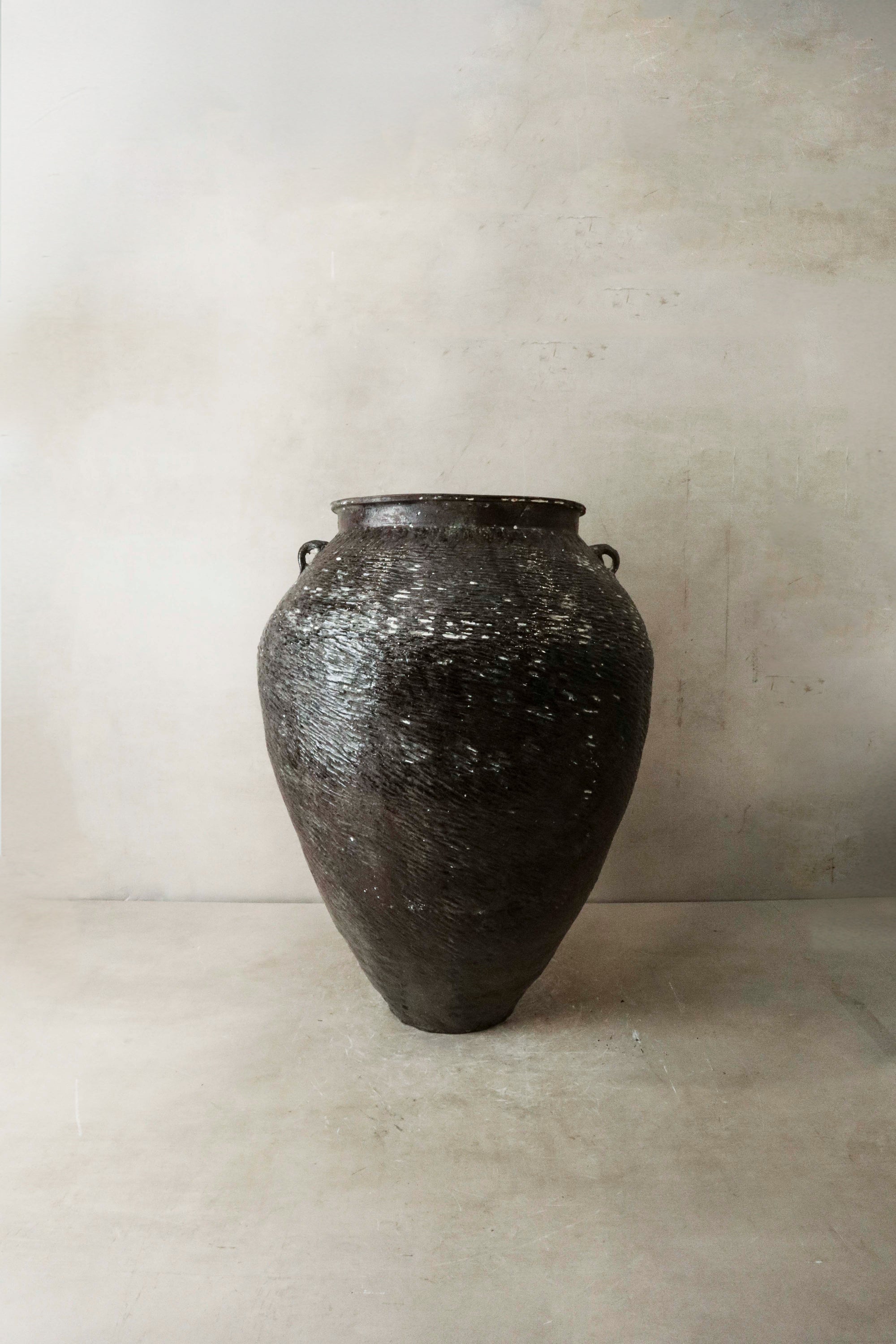 Large Vintage Brown Glazed Ceramic Pot - AS1