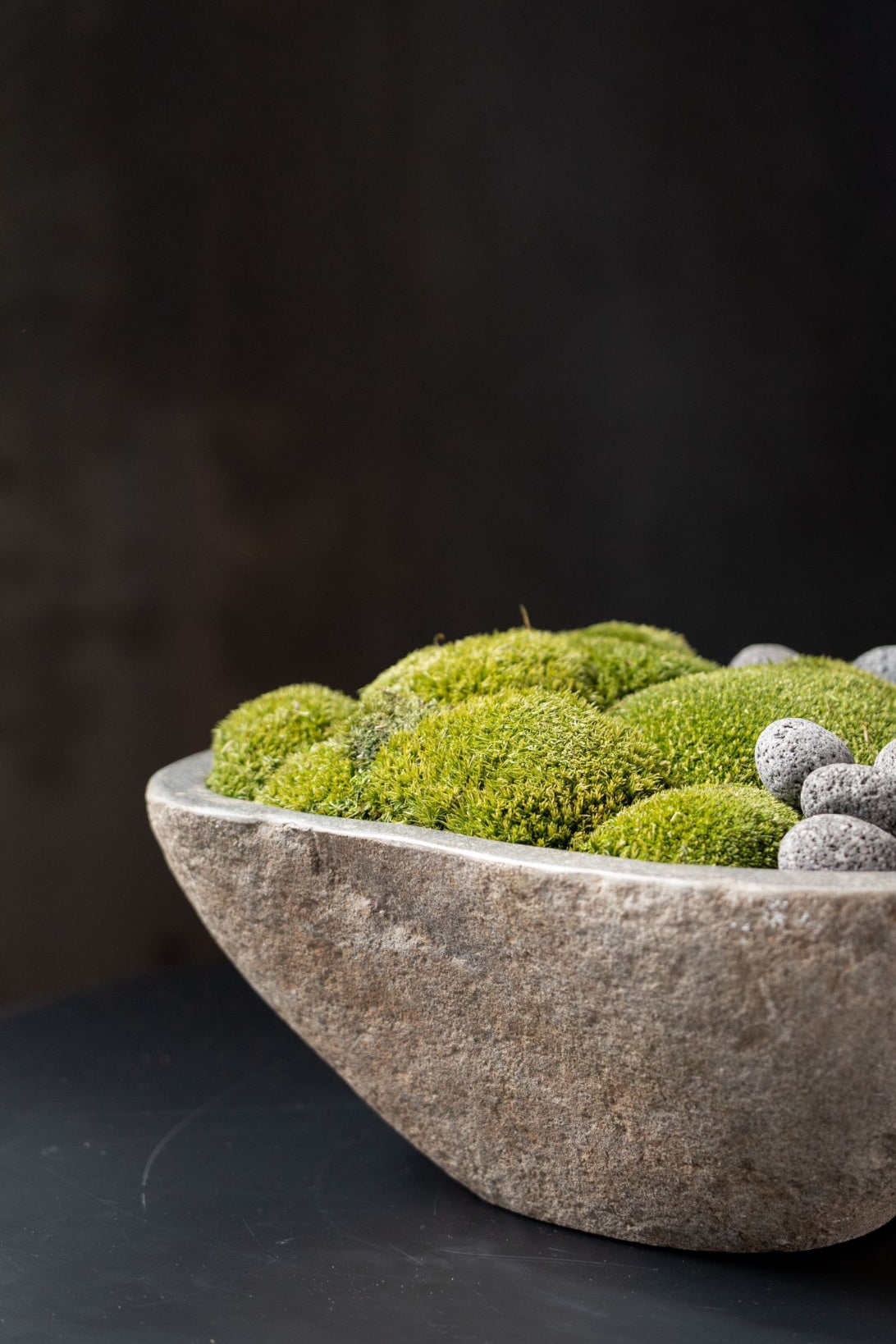 Moss Bowl Arrangement, Concrete Bowl Moss Decor 9” bowl