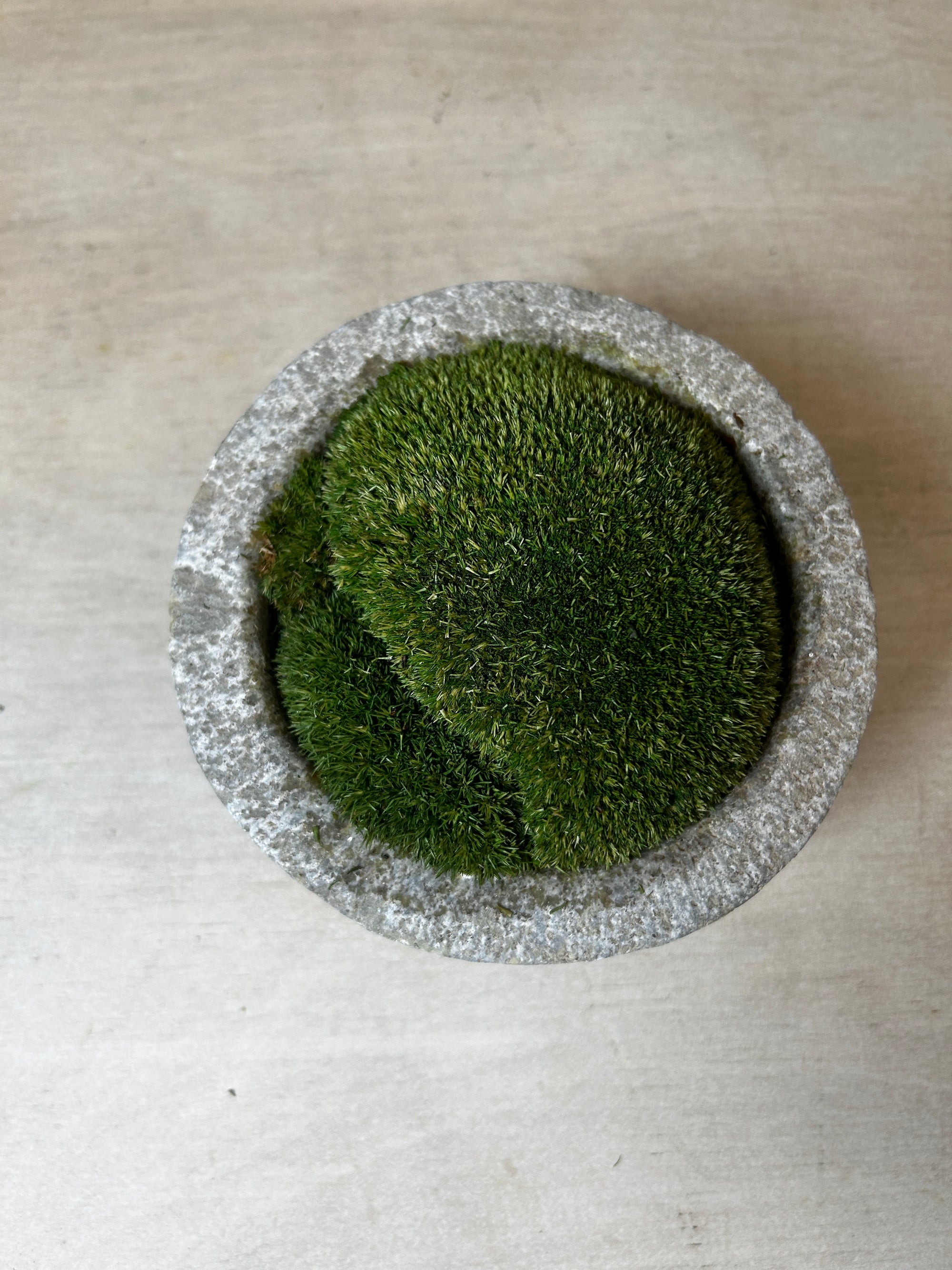 Antique Stone Mortar with Moss FR51