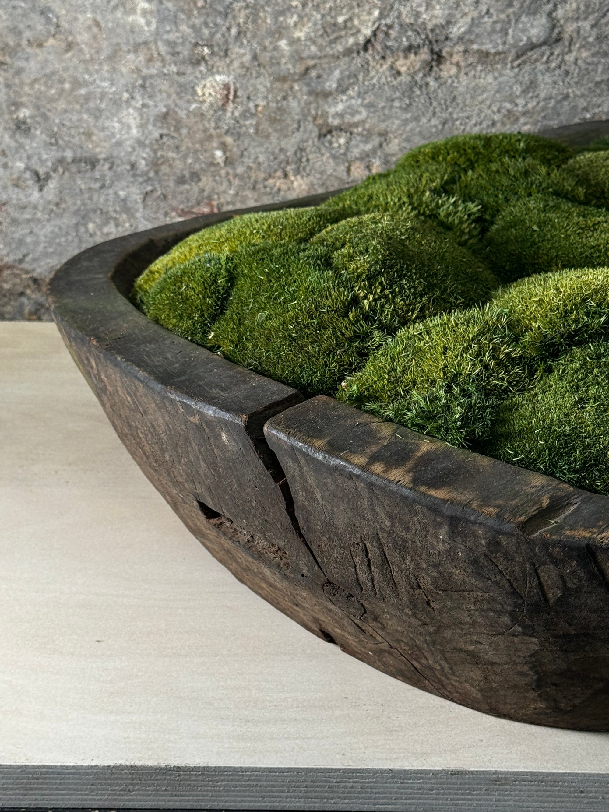 Vintage Wooden Bowl with moss FR6