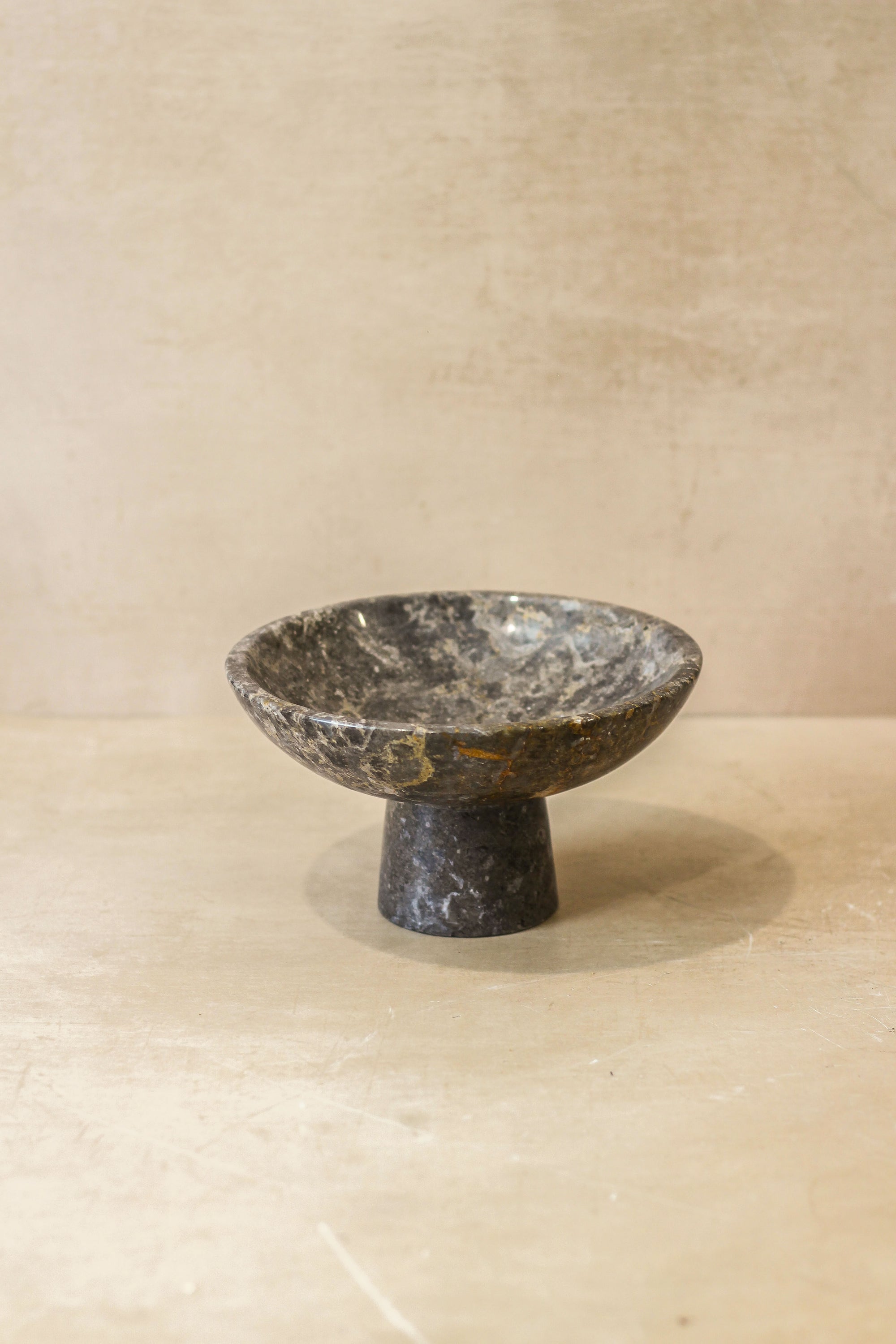 Marble Pedestal High Bowl - Black