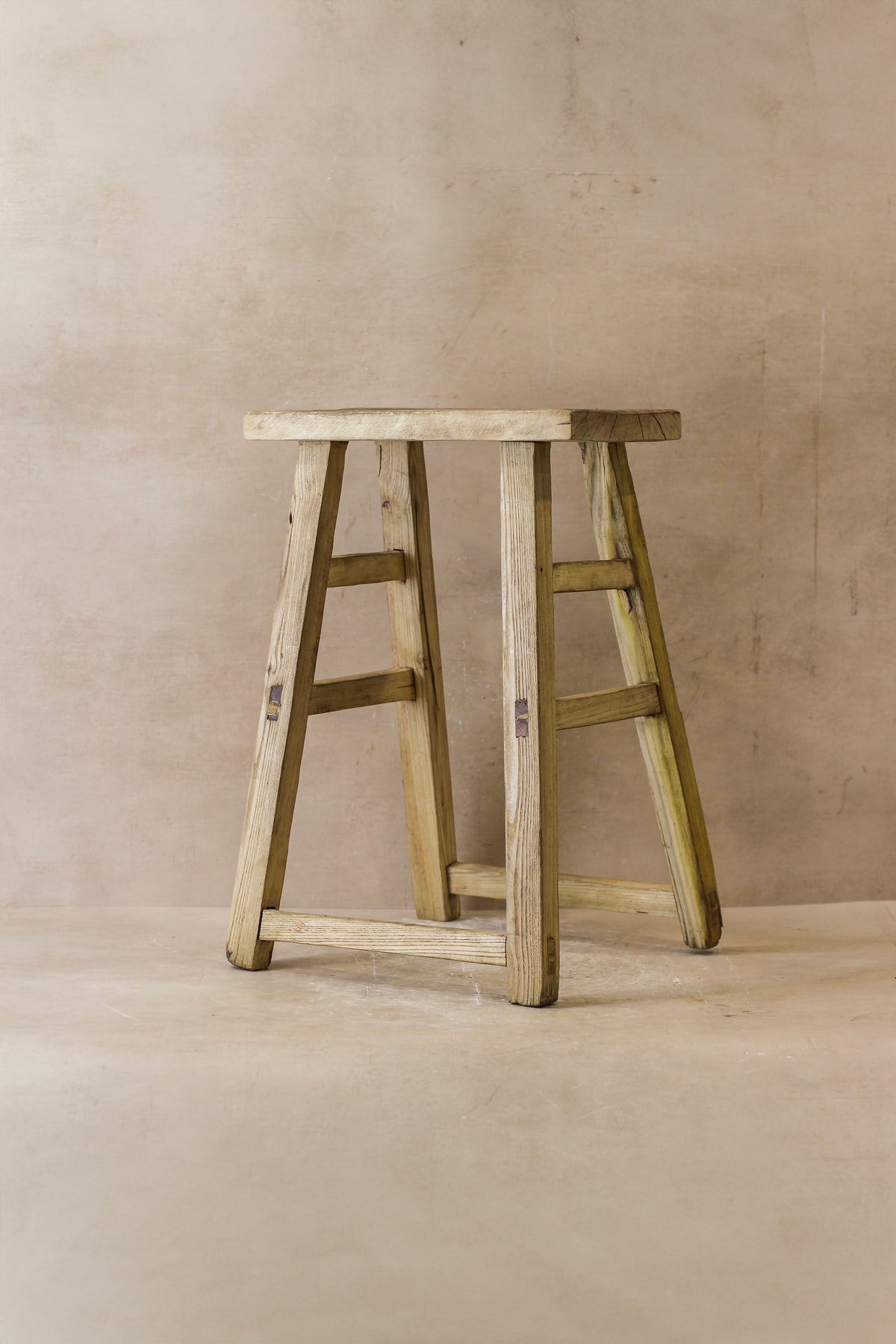 Vintage Rustic Elm Wood Stool - Medium - No 45