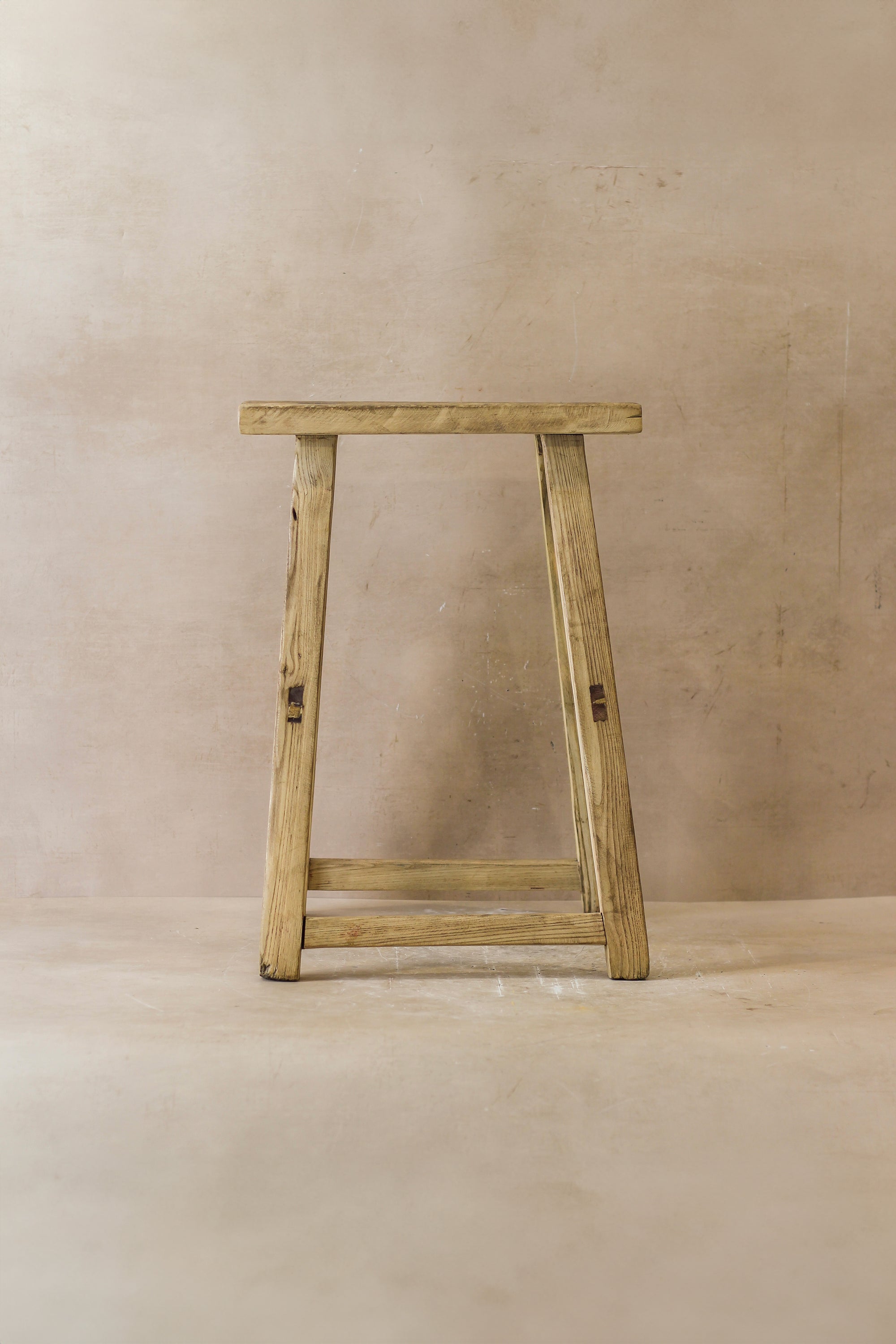 Vintage Rustic Elm Wood Stool - Medium - No 45