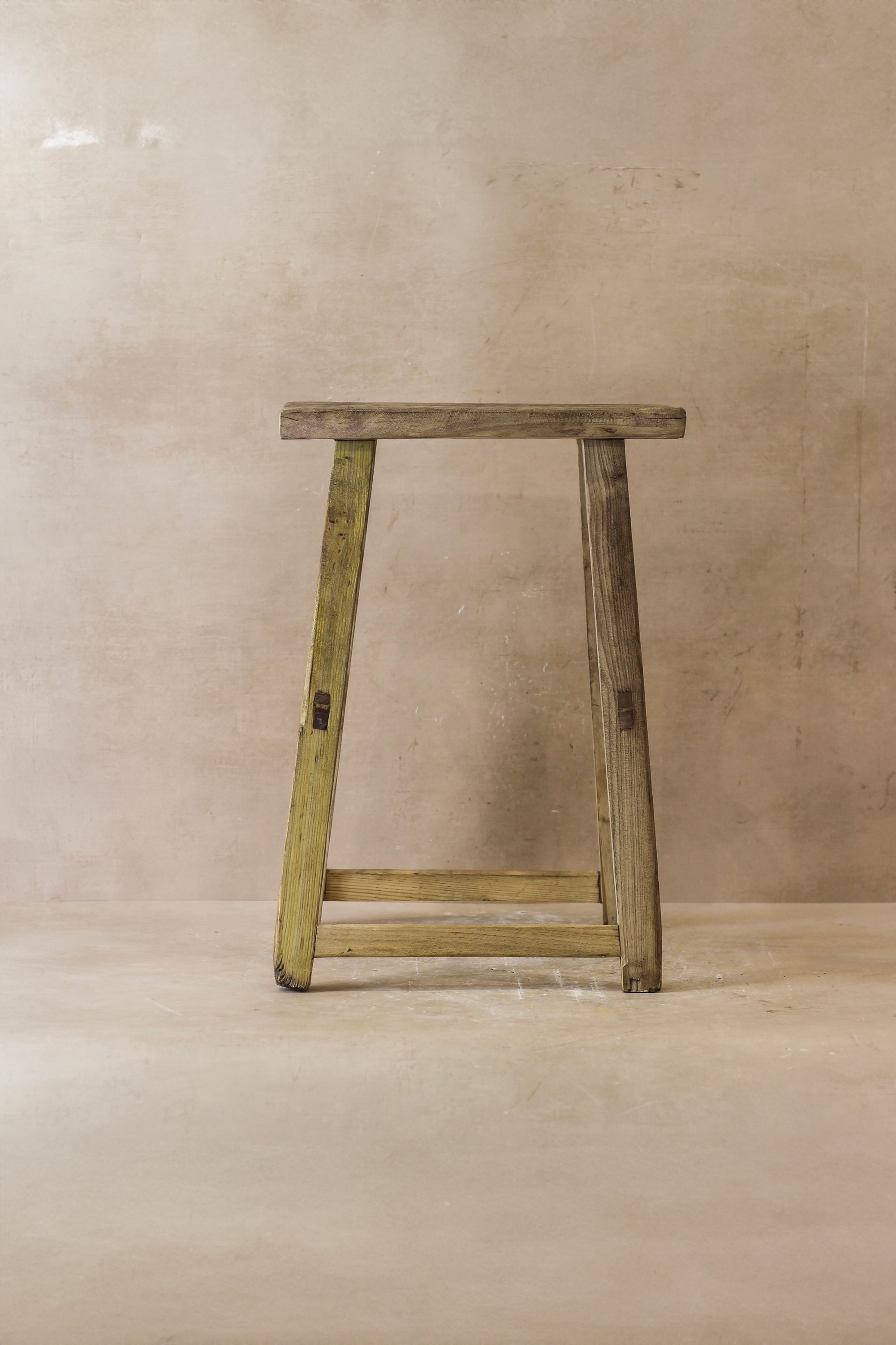 Vintage Rustic Elm Wood Stool - Medium - No 45