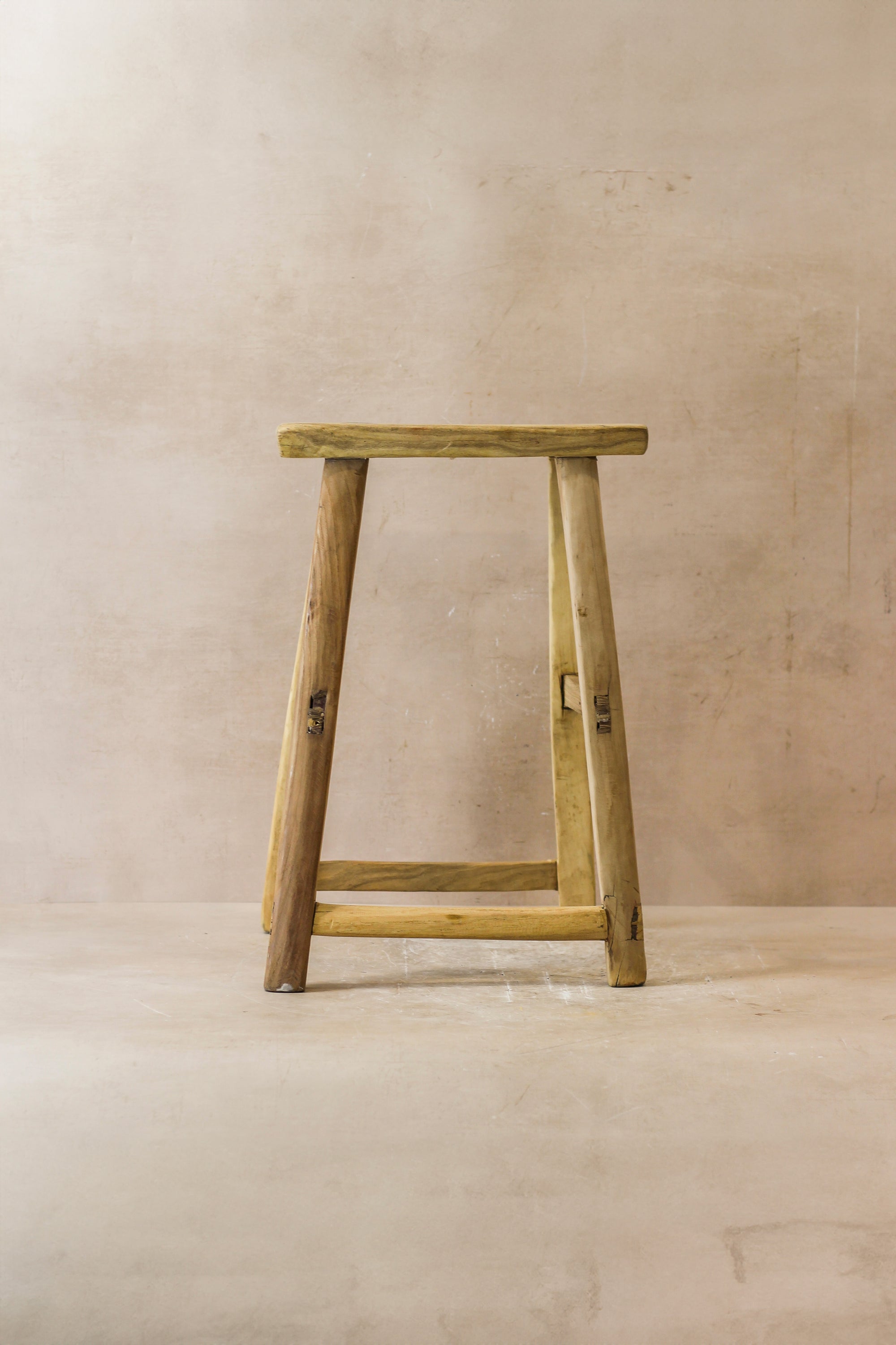 Vintage Rustic Elm Wood Stool - Medium - No 47