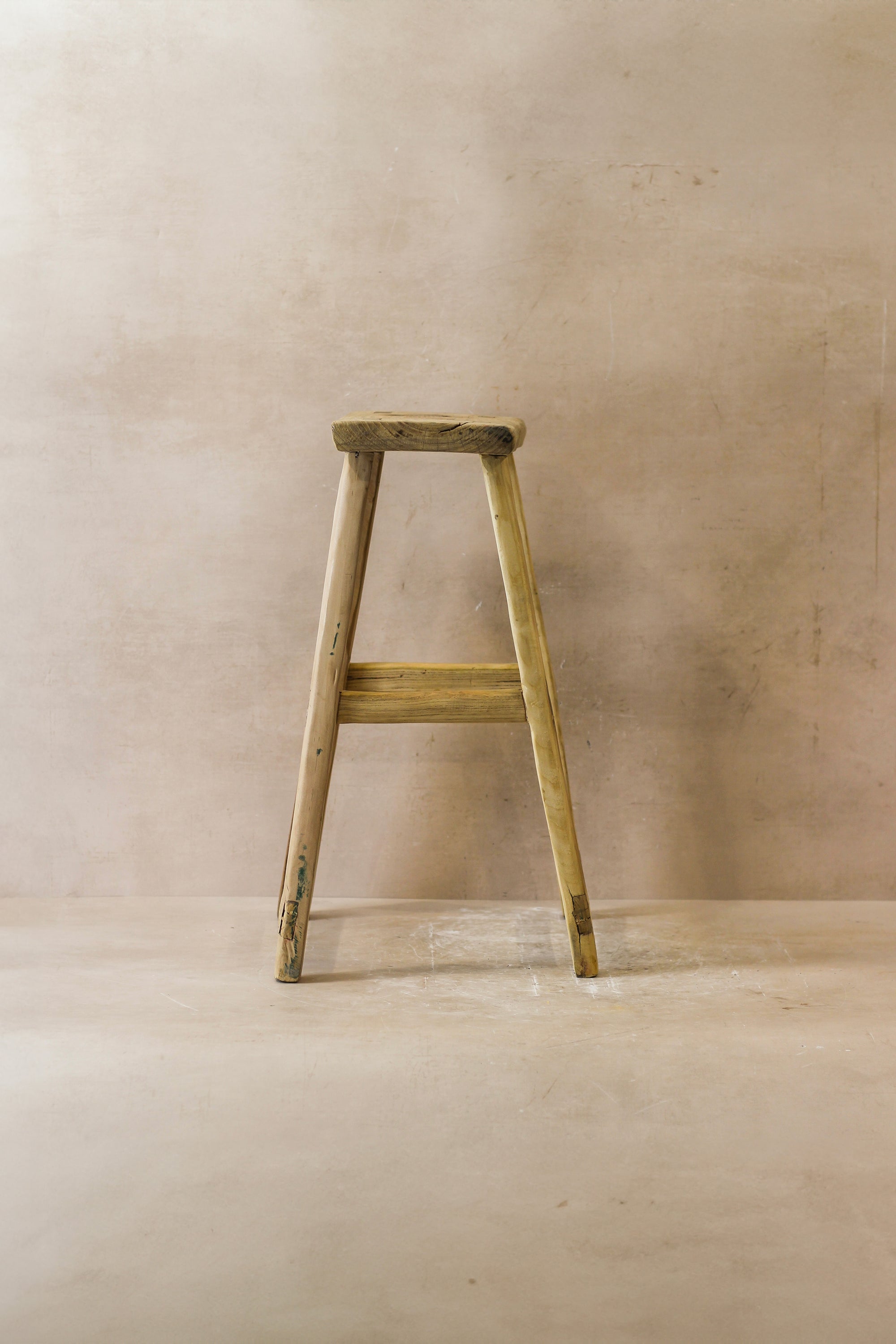 Vintage Rustic Elm Wood Stool - Medium - No 47