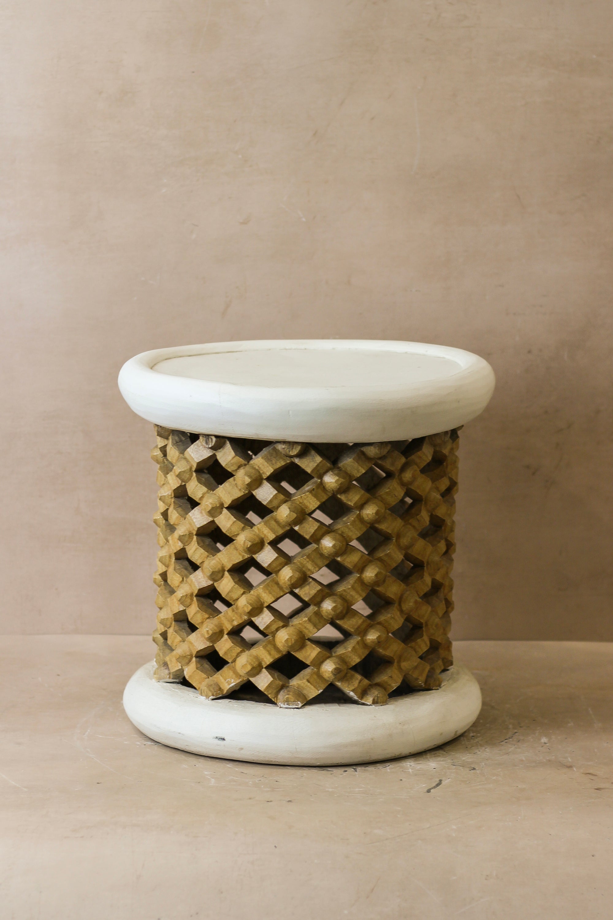 Bamileke Stool - White/Natural