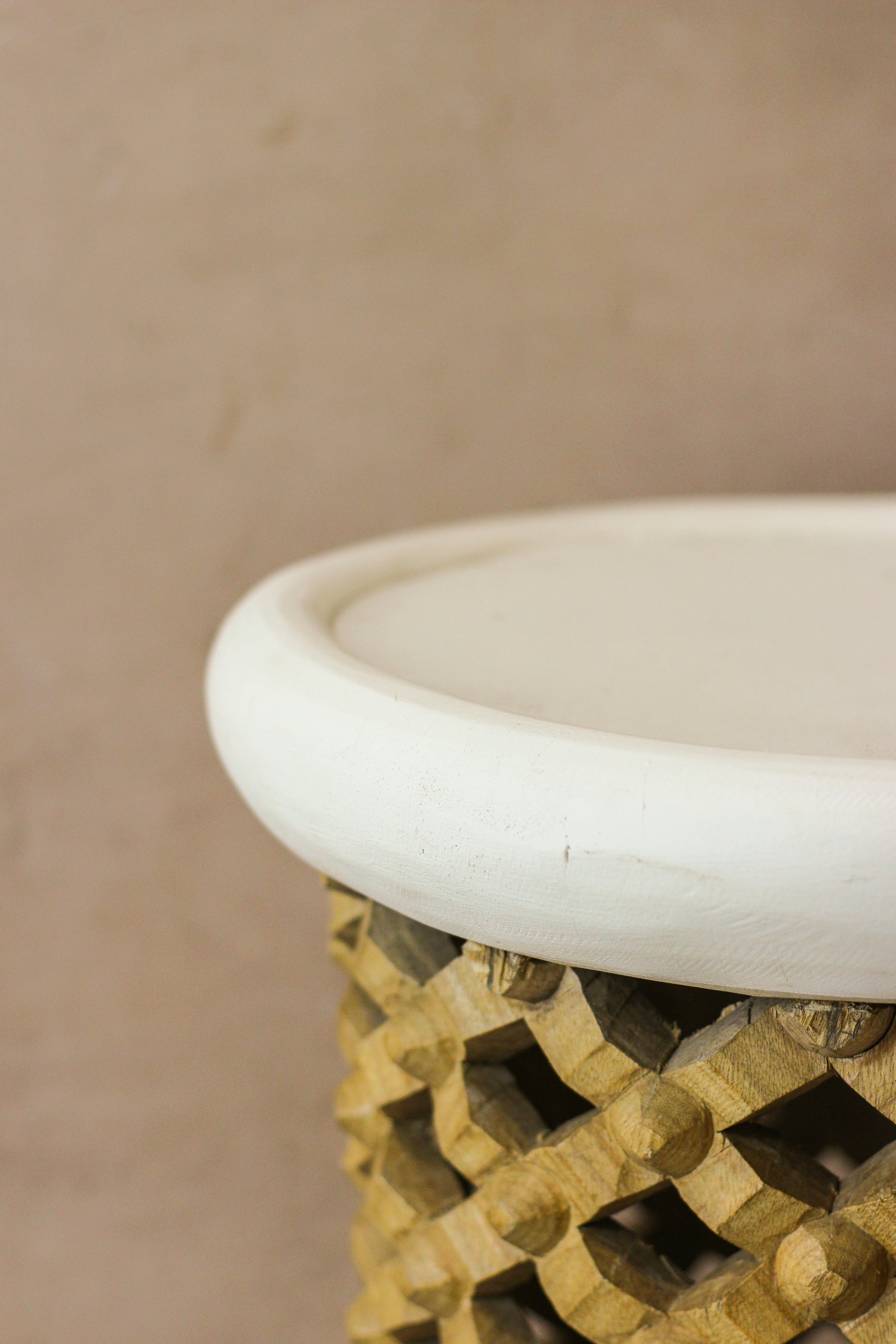 Bamileke Stool - White/Natural