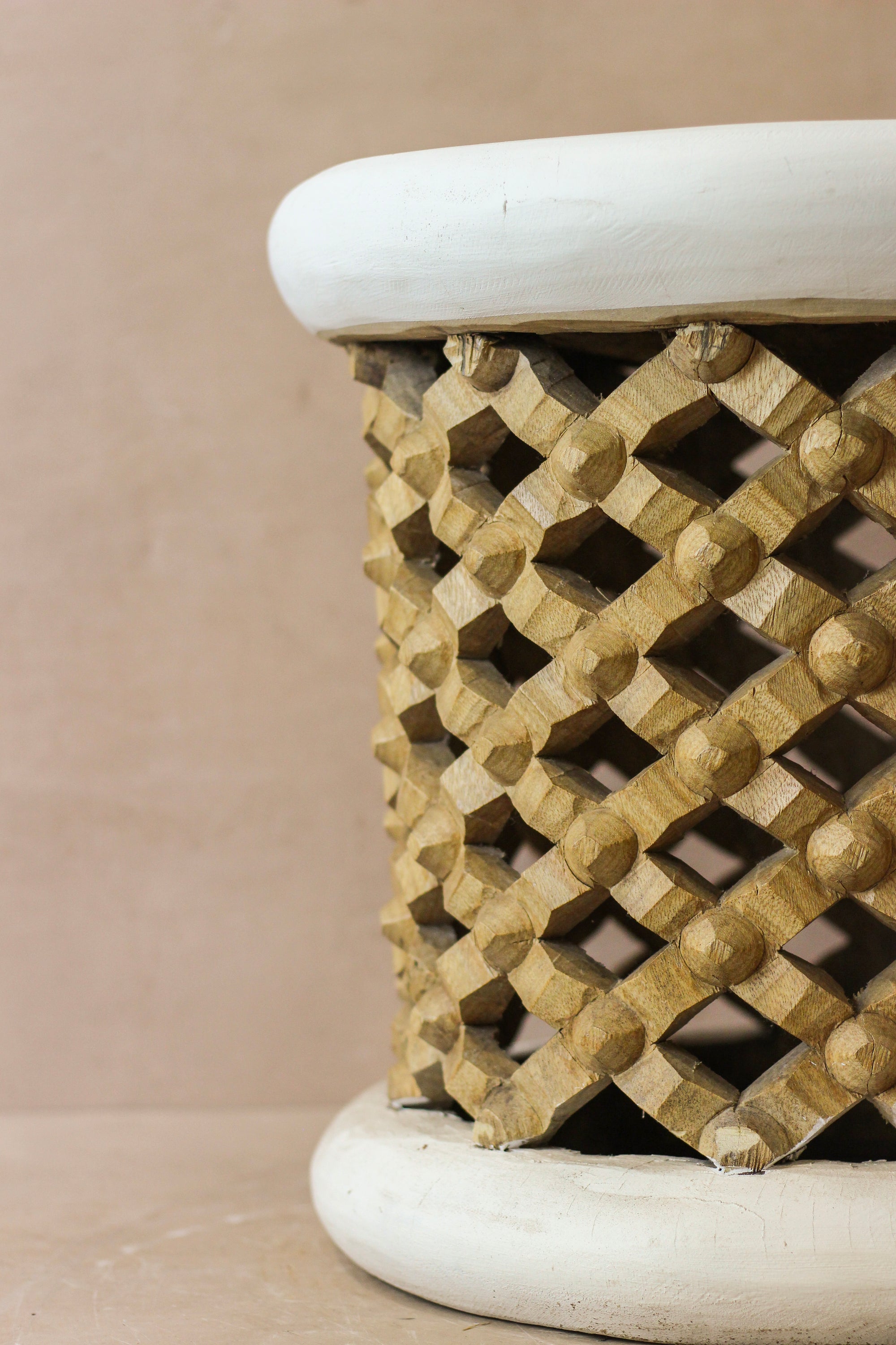 Bamileke Stool - White/Natural