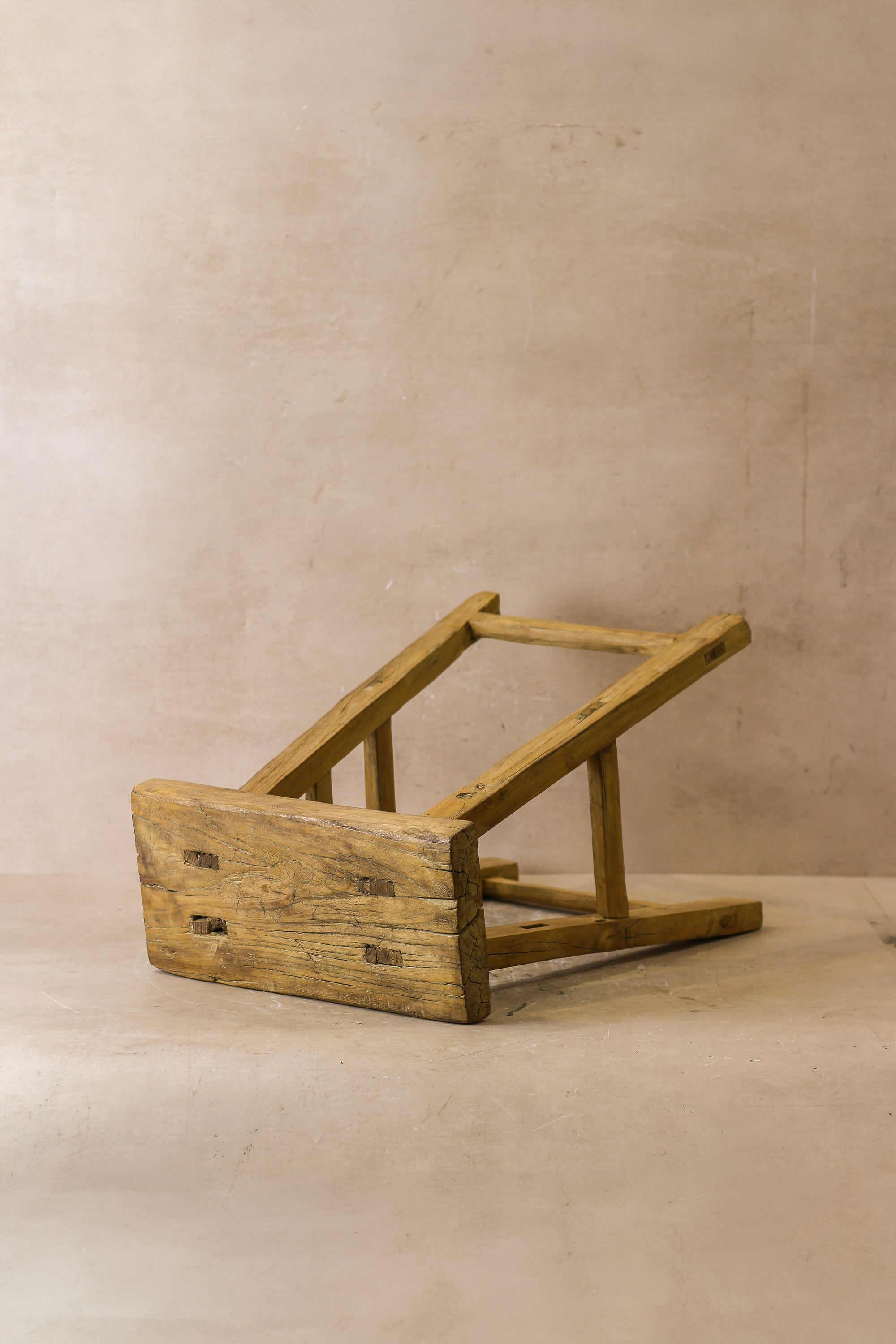 Vintage Rustic Elm Wood Stool - Medium - No 54