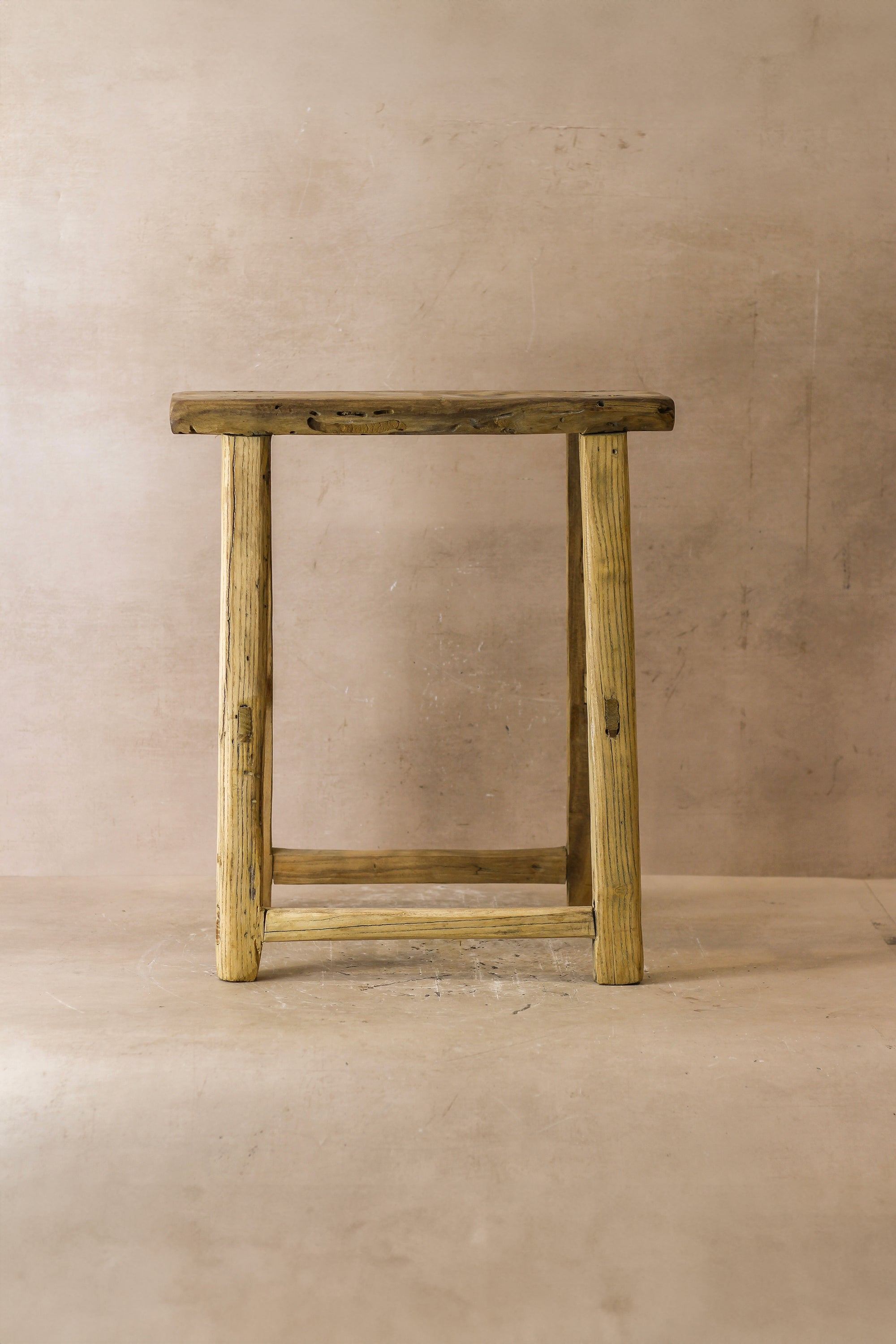 Vintage Rustic Elm Wood Stool - Medium - No 56