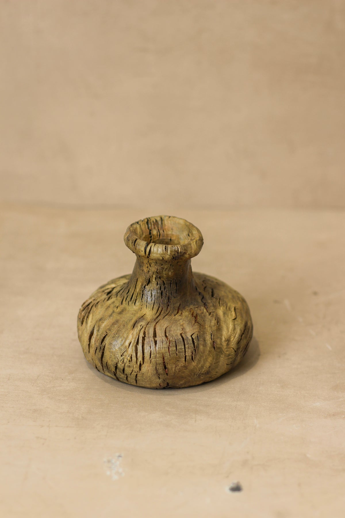 Vintage Small Wood Vase - No 2