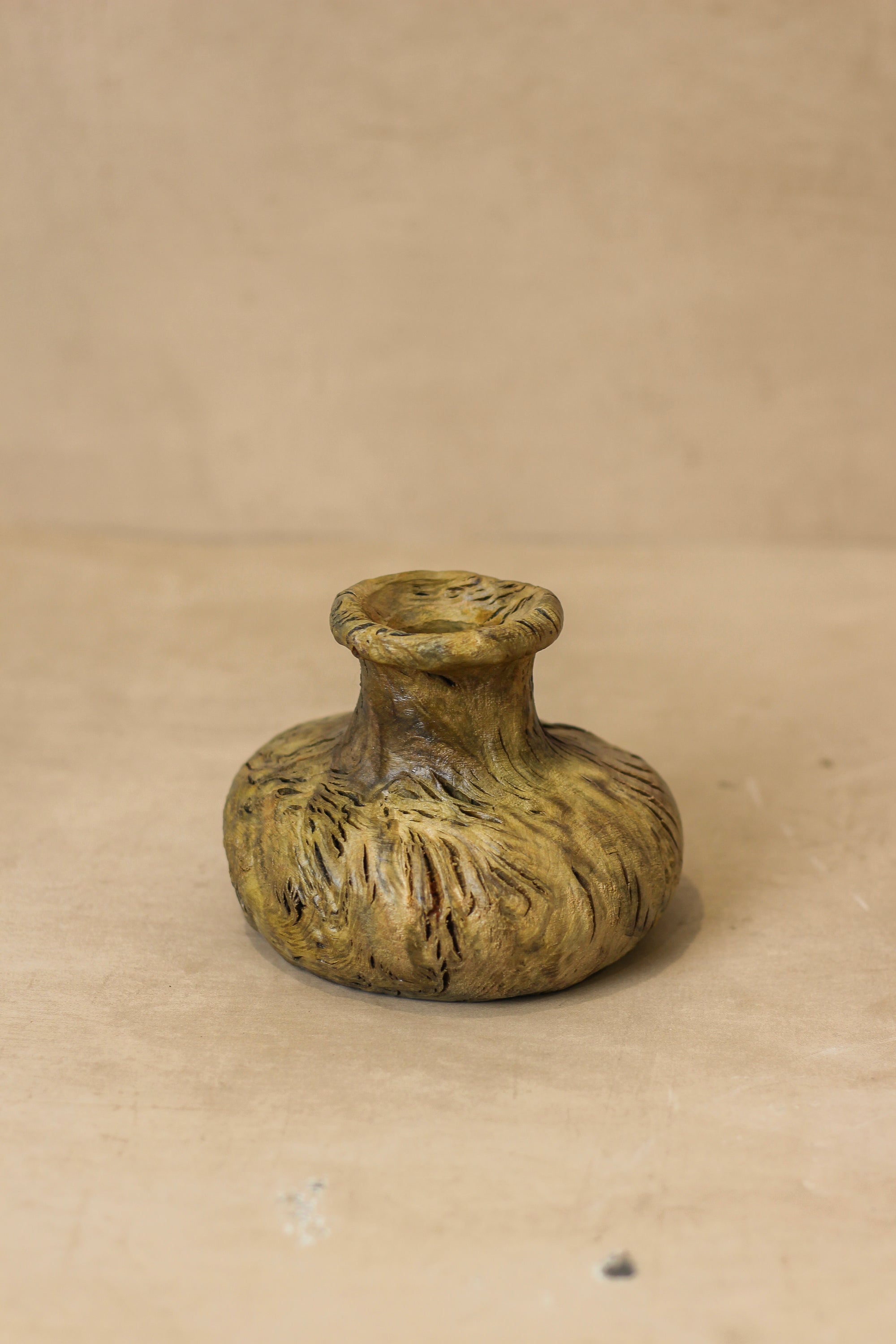 Vintage Small Wood Vase - No 2