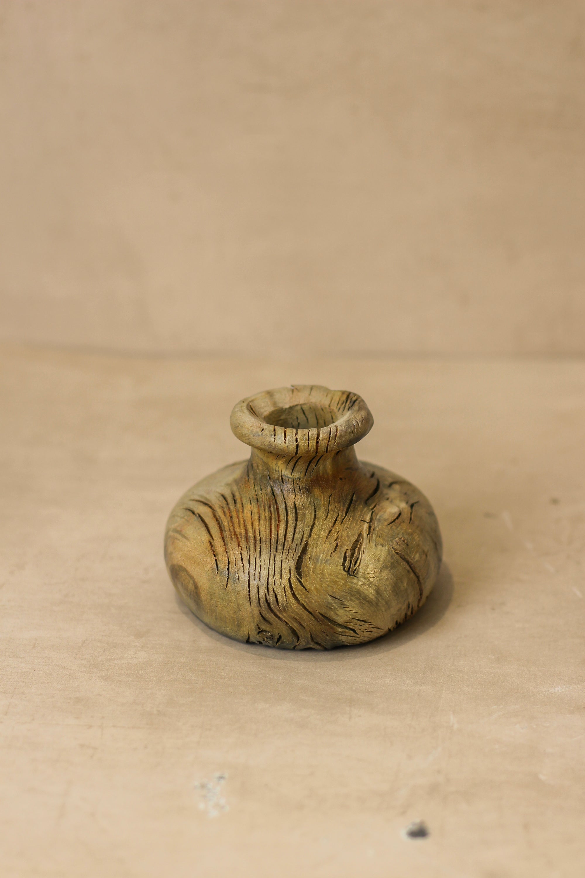 Vintage Small Wood Vase - No 3