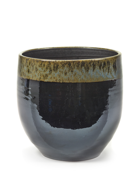 Black and Green Glazed Shades Pot L