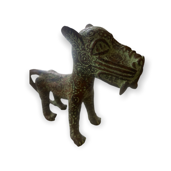 West African Vintage Benin Bronze Art – Leopards – Ananse Village