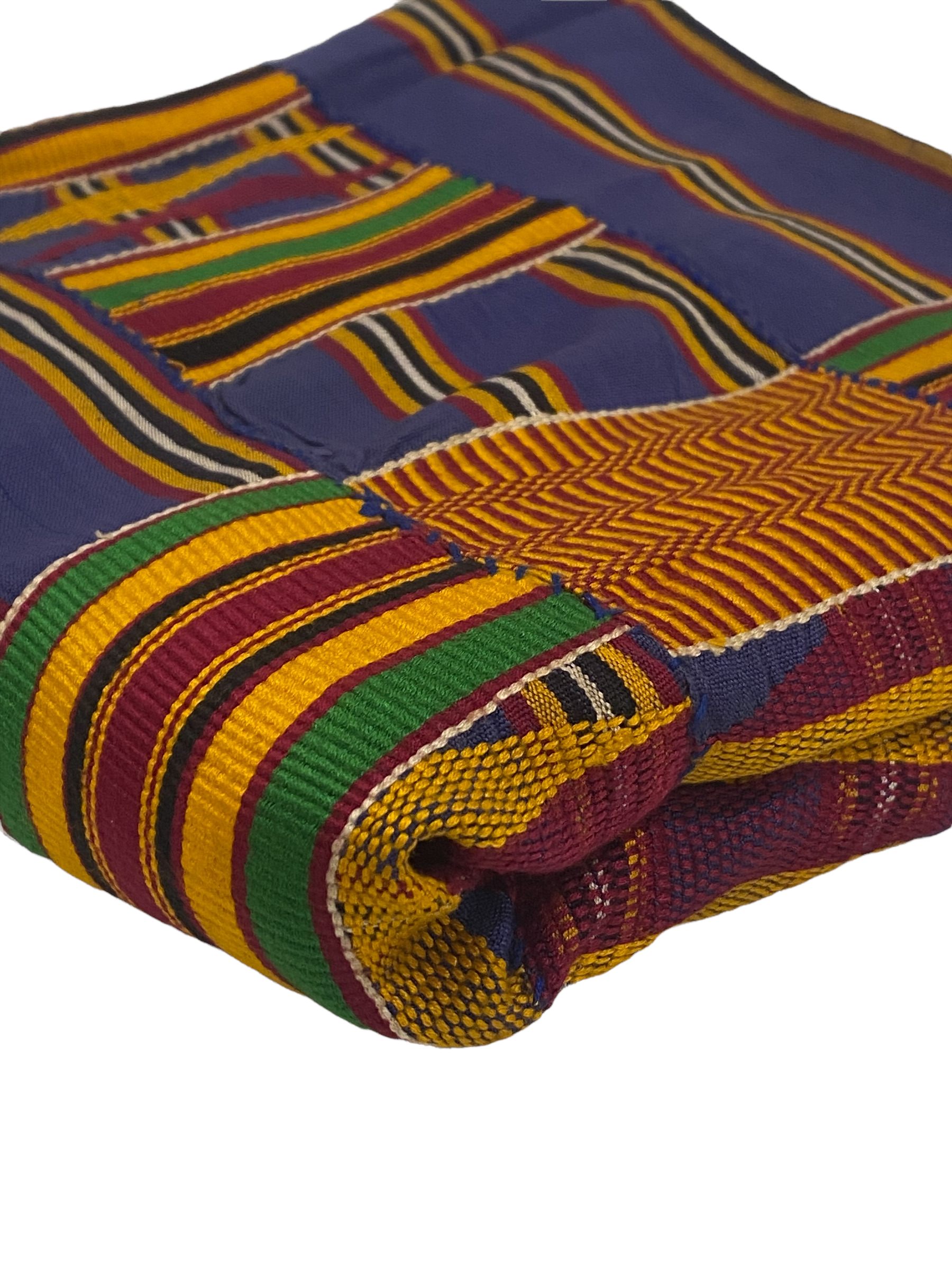 African Blue / Orange Kente Print Fabric Kente Ghana Wax Cloth AF-4027 -  100% Cotton -- African Fabs