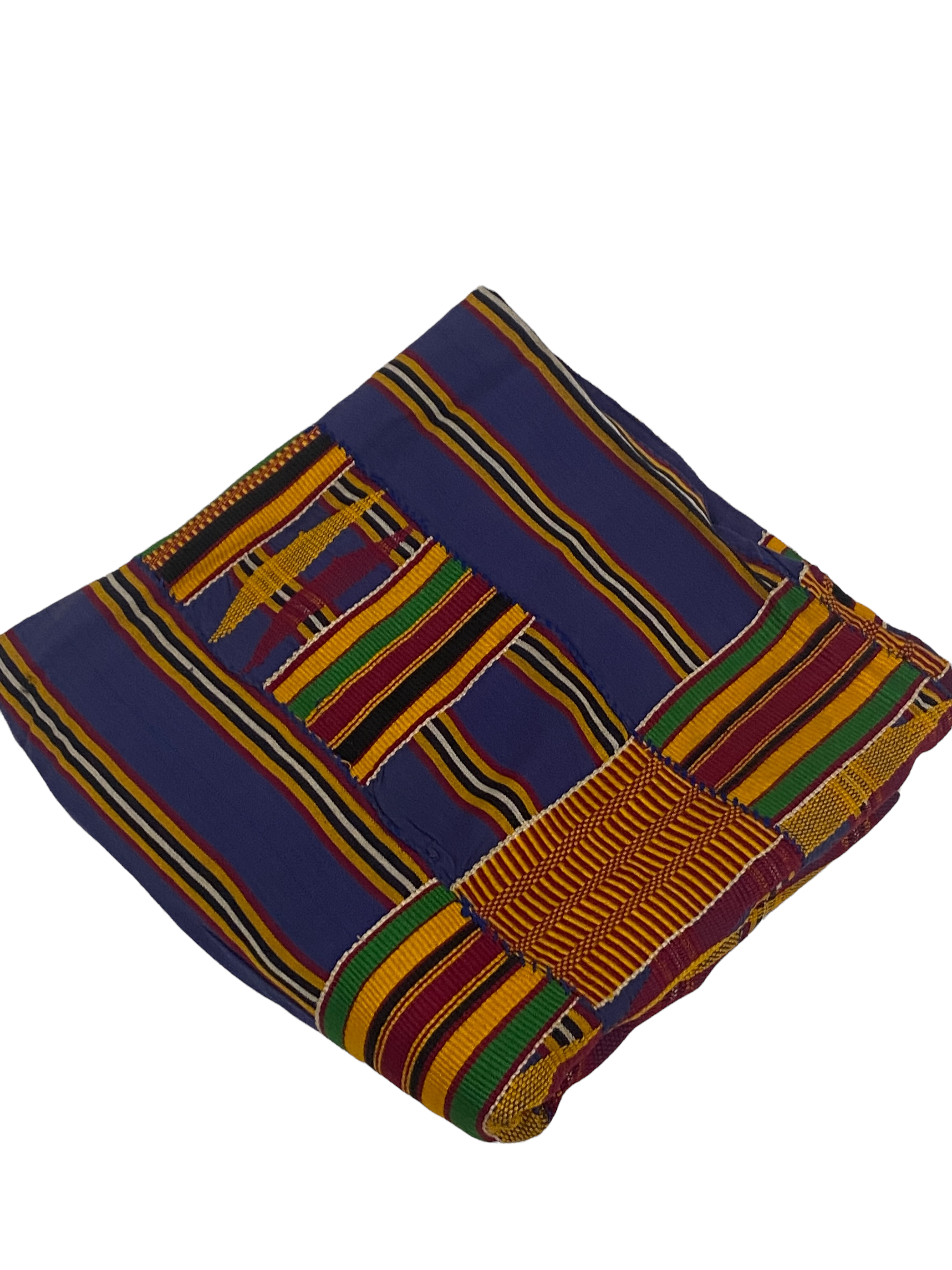 African Blue / Orange Kente Print Fabric Kente Ghana Wax Cloth AF-4027 -  100% Cotton -- African Fabs